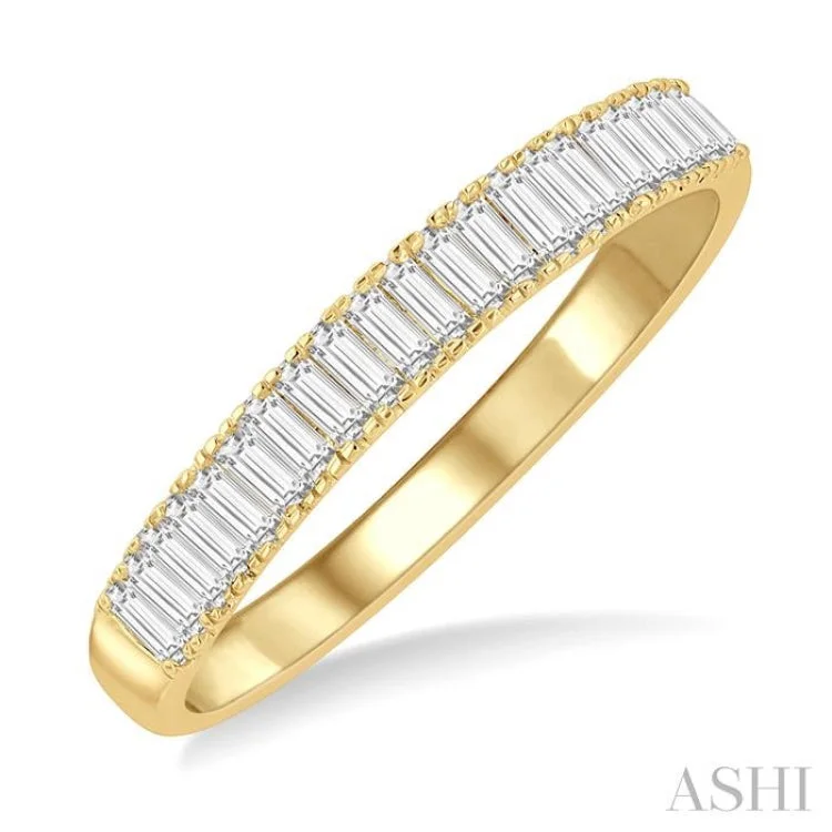 Infinity Wedding Bands-1/3 ctw Stackable Baguette Diamond Fashion Band in 14K Yellow Gold