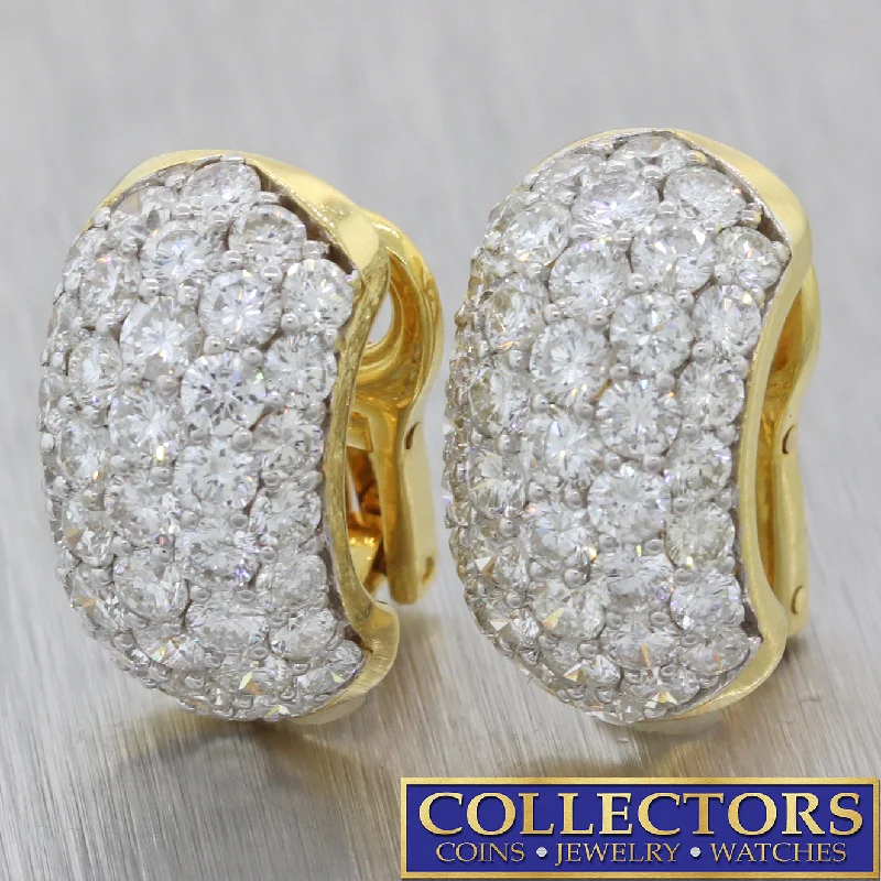 Silver Stud Earrings-18k Yellow Gold 6ctw Round Brilliant Diamond Cluster Huggie Earrings