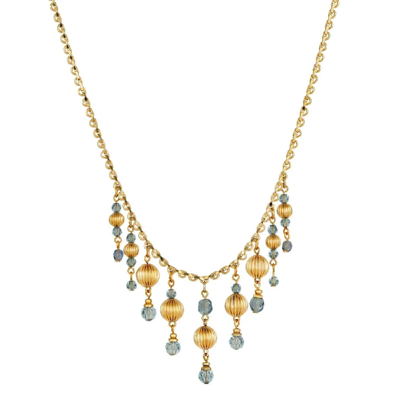 Crystal Pendant Necklaces-1928 Jewelry Montana Blue Multi Bead Drop Necklace 16" + 3" Extender