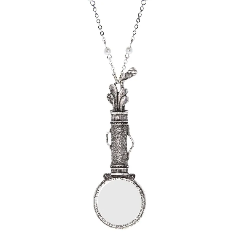 Boutique Necklaces-1928 Jewelry Golf Club Set Magnifying Glass Necklace 28" - Magnification Power: 1-2X