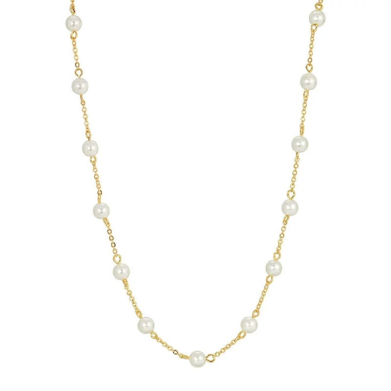 Luxury Pendant Necklaces-1928 Jewelry Faux Pearl Cable Chain Necklace 16" + 3" Extender