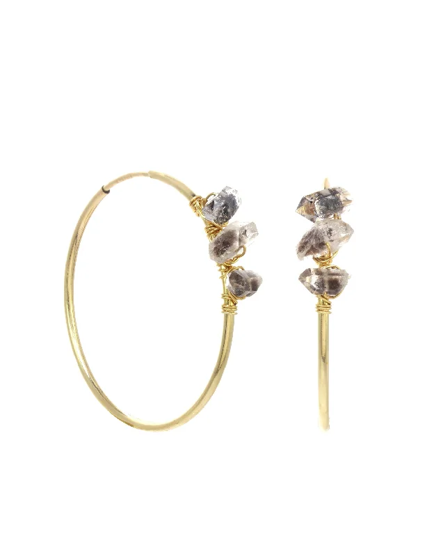 Handcrafted Gold Earrings-After Dark Hoops