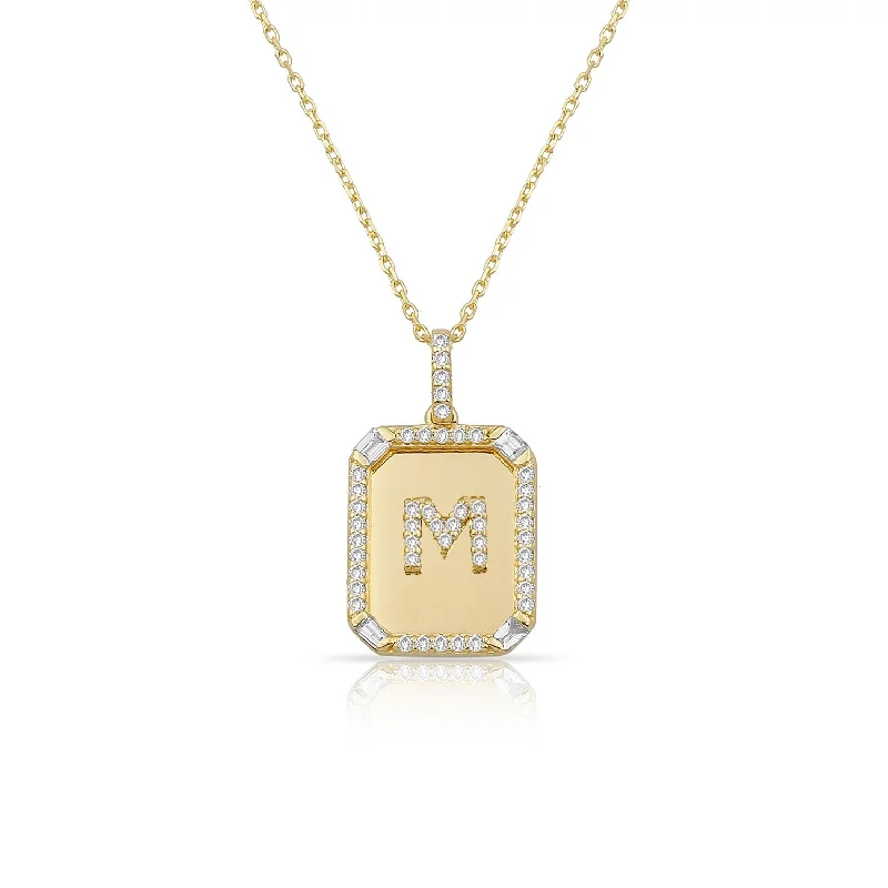 Heart Pendant Necklaces-Diamond 14K Plate Initial Necklace