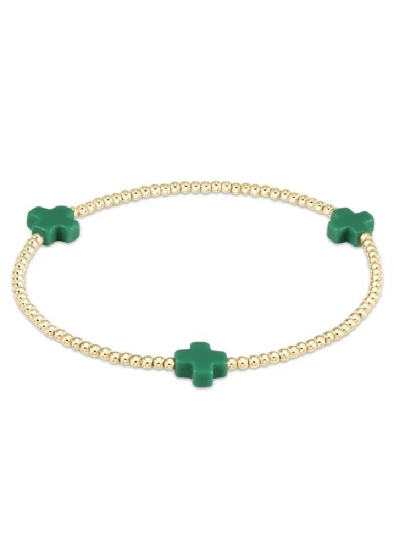 Custom Gold Beaded Bracelets for Men-SIGNATURE CROSS BRACELET - EMERALD