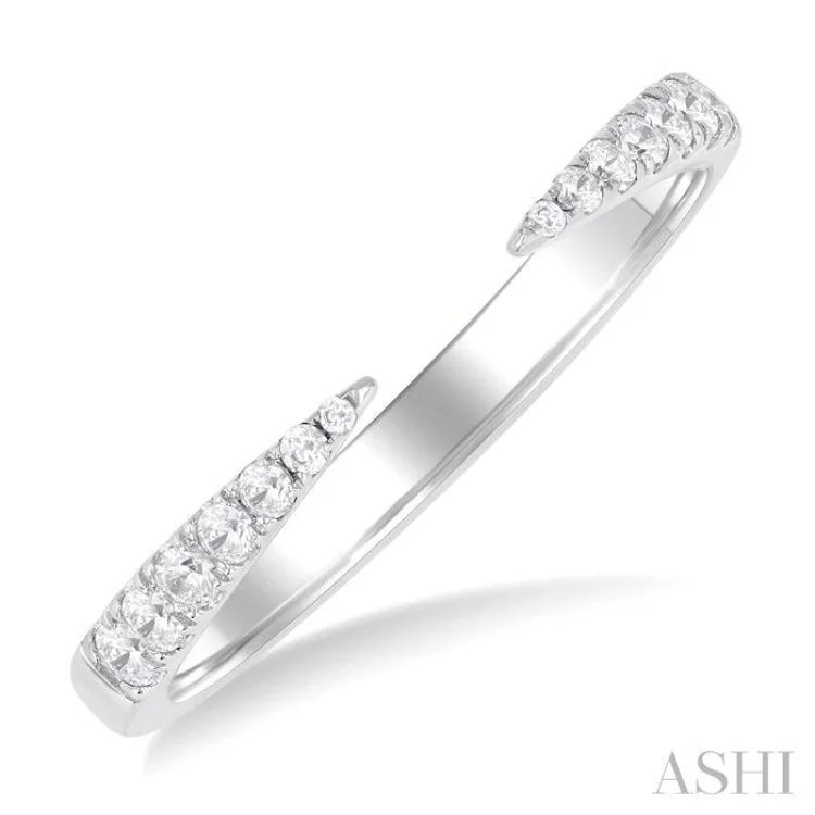 Custom Engagement Rings-1/5 ctw Graduated Round Cut Diamond Claw Open Fashion Ring in 10K White Gold