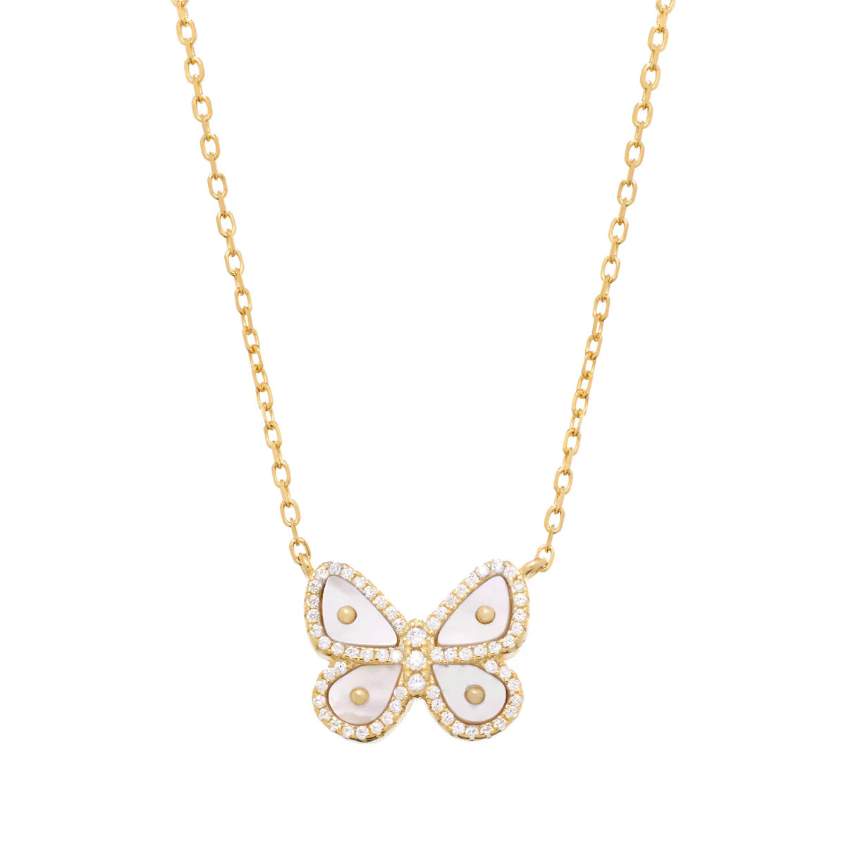 Simple Pendant Necklaces-Pavé Pearl Butterfly Necklace