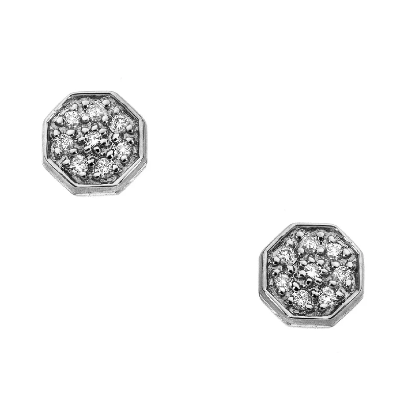 Crystal Drop Gemstone Earrings-Elizabeth Studs Silver