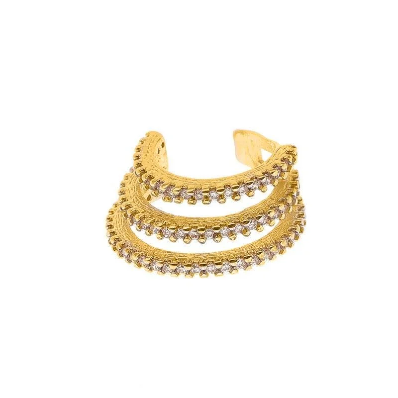 Fashionable Gold Earrings-Cz Stack Ear Cuff