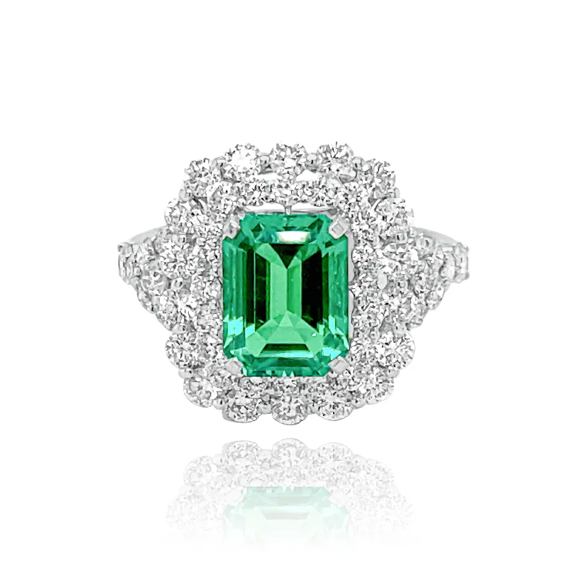 Personalized Wedding Rings-DIAMONDS & EMERALD "THEODORA" RING.