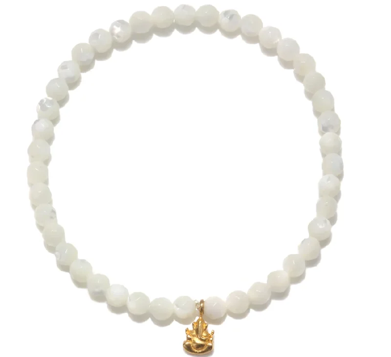 Customizable Tennis Bracelets for Women with Gems-MOP GANESHA CHARM BRACELET