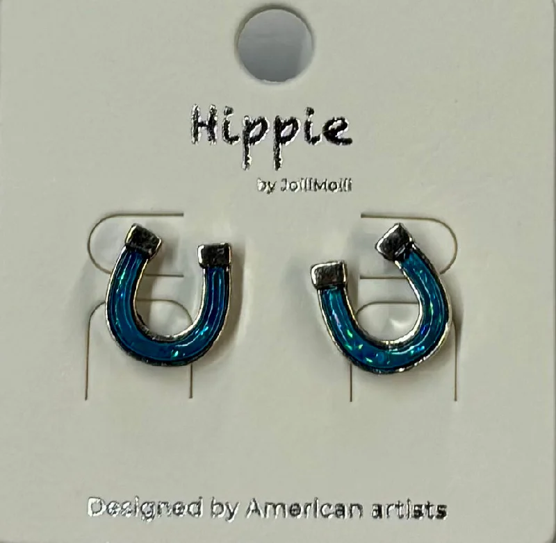 Elegant Gemstone Drop Earrings-Turquoise Horse Shoe Earrings