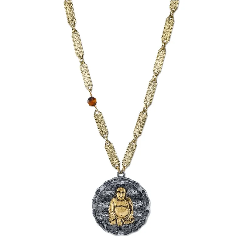 Affordable Gold Necklaces-T.R.U. Sitting Budda On Vintage Chain Pendant Necklace 32"