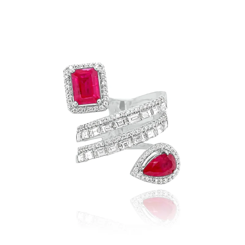 Wedding Rings with Personalized Engraving-DIAMONDS & RUBIES "FLAMENCO" RING.