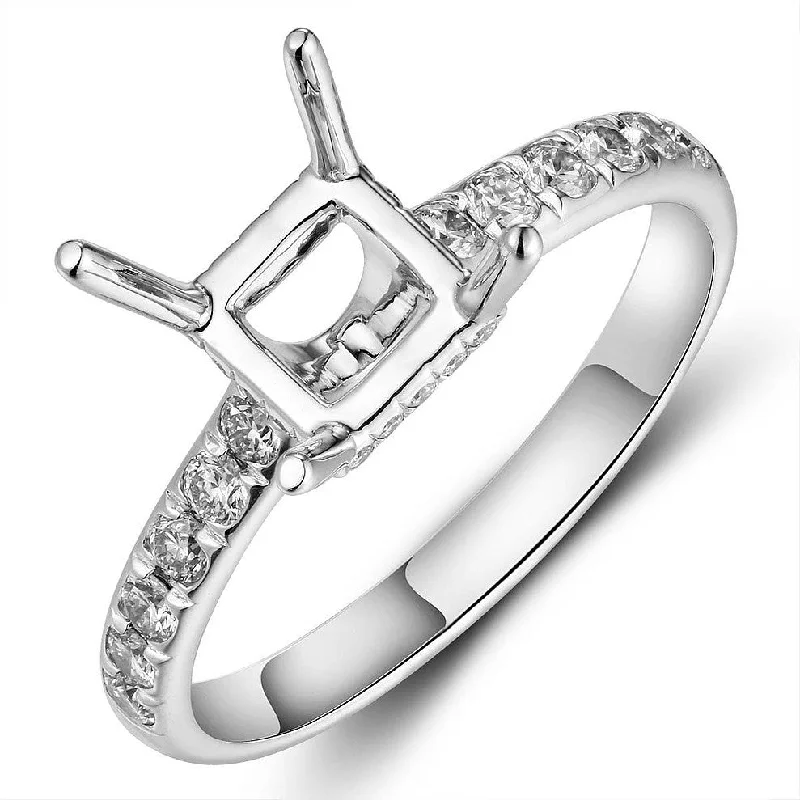 Custom Stacked Rings-Four Prong Ring Mount with Brilliant cut Diamonds