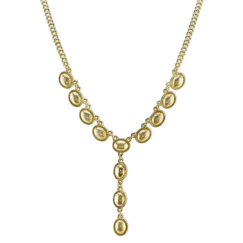 Engagement Necklaces-2028 Jewelry Genevieve Gold Oval Link Y-Necklace 16" + 3" Extender