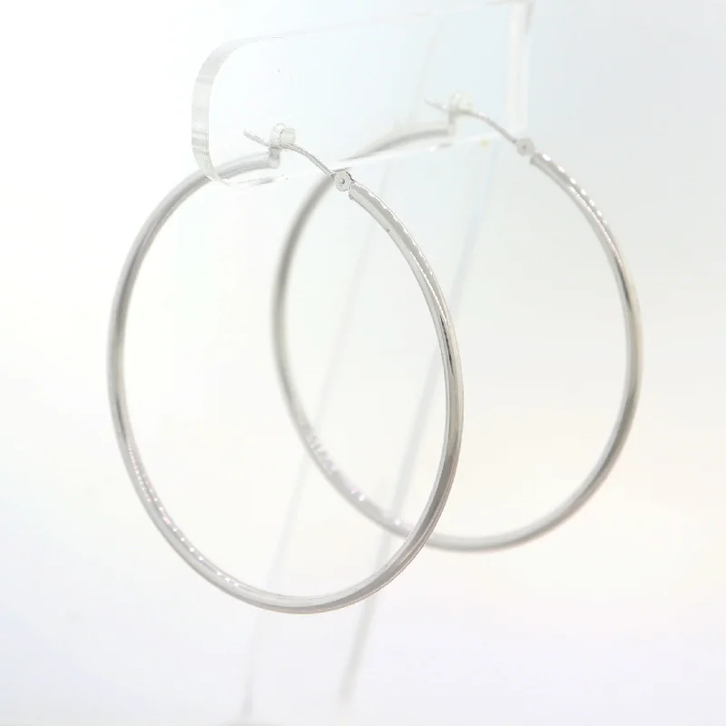 Gold and Crystal Earrings-Modern 14k White Gold Extra Large Hoop Earrings