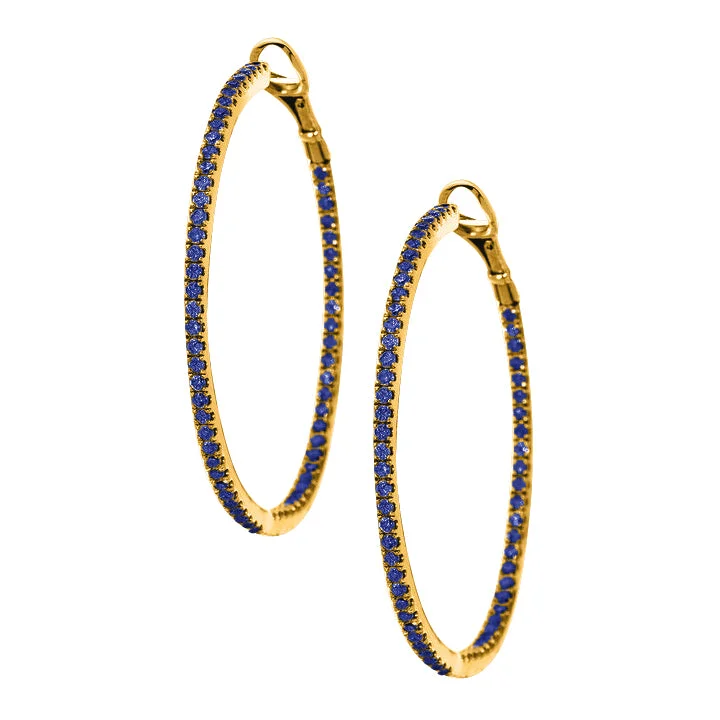 Bright Hoop Earrings-Mary Hoops Yellow Gold Sapphire 1.5mm