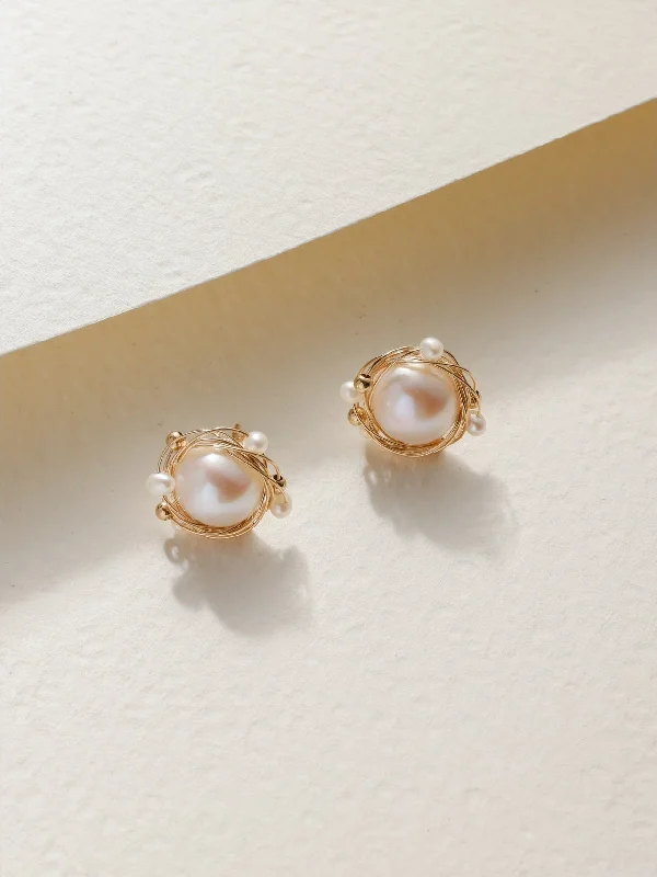 Trendy Pearl Earrings-Classic Filigree Series Track Ear Studs Ear Clips