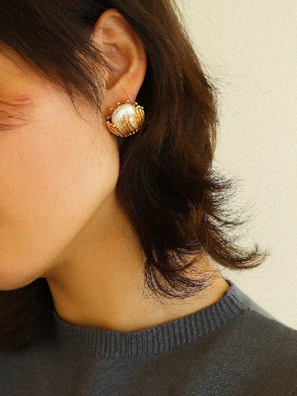 Big Drop Earrings-Stamen Baroque Pearls Earrings