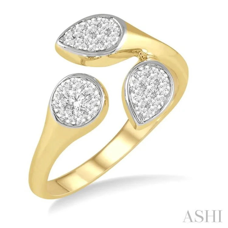 Customizable Gemstone Rings-1/3 ctw Lovebright Open Center Mixed Shape Mounts Round Cut Diamond Fashion Ring in 10K Yellow and White Gold