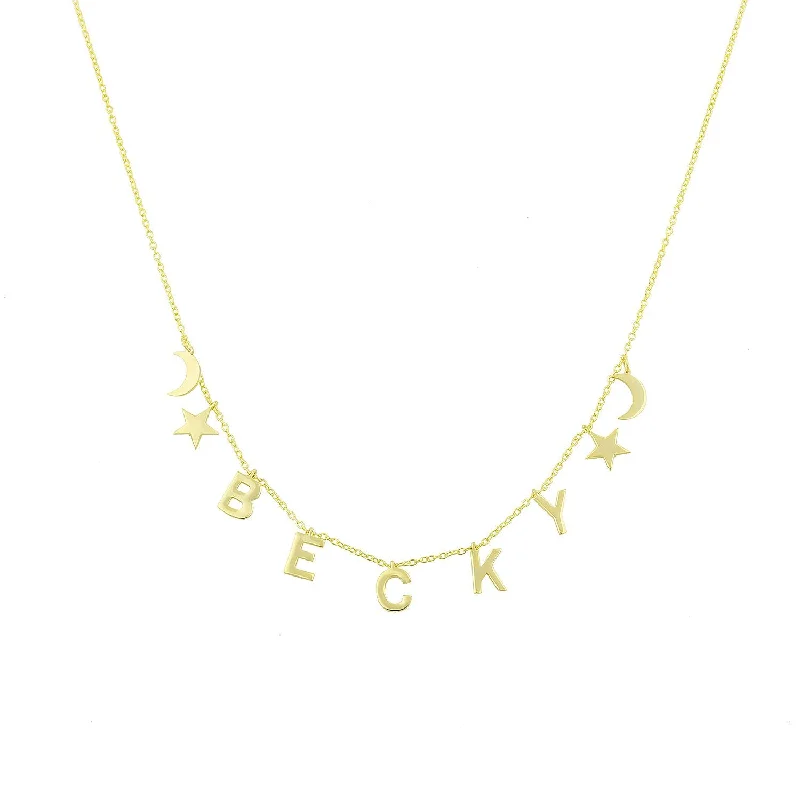 Minimalist Necklaces-Celestial Dangling Name Necklace