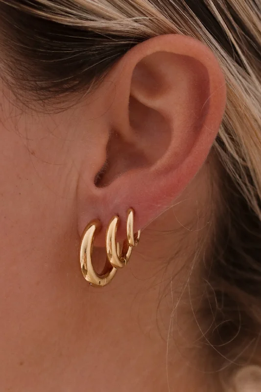 Simple Hoop Stud Earrings-Indianna - Gold or Silver Stainless Steel Stack