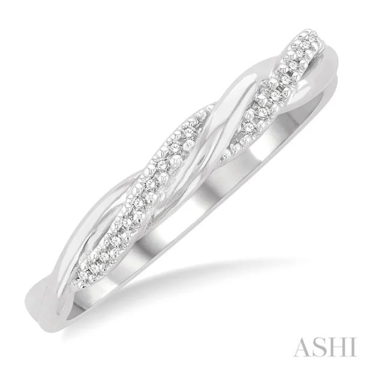 Elegant Engagement Rings-1/20 ctw Twisted Top Round Cut Diamond Fashion Ring in 10K White Gold