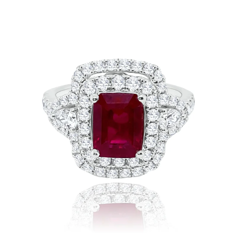 Matching Engagement Rings and Bands-Ruby & Diamonds "Arabella" Ring