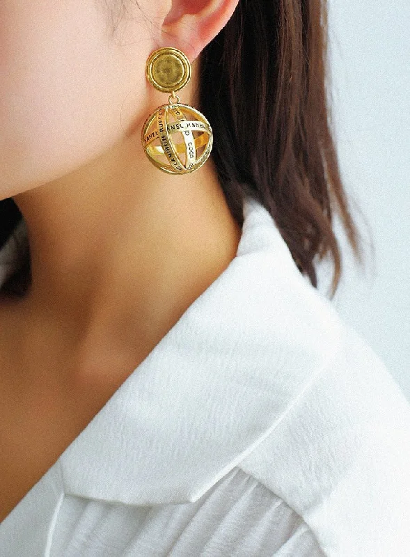 Cute Drop Earrings-Vintage Hollow Ball Drop Earrings