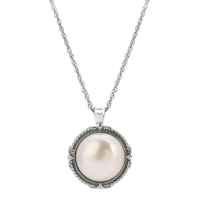 Crystal Pendant Necklaces-1928 Jewelry Rosabella Round Light Pink Faux Pearl Pendant Necklace 18"