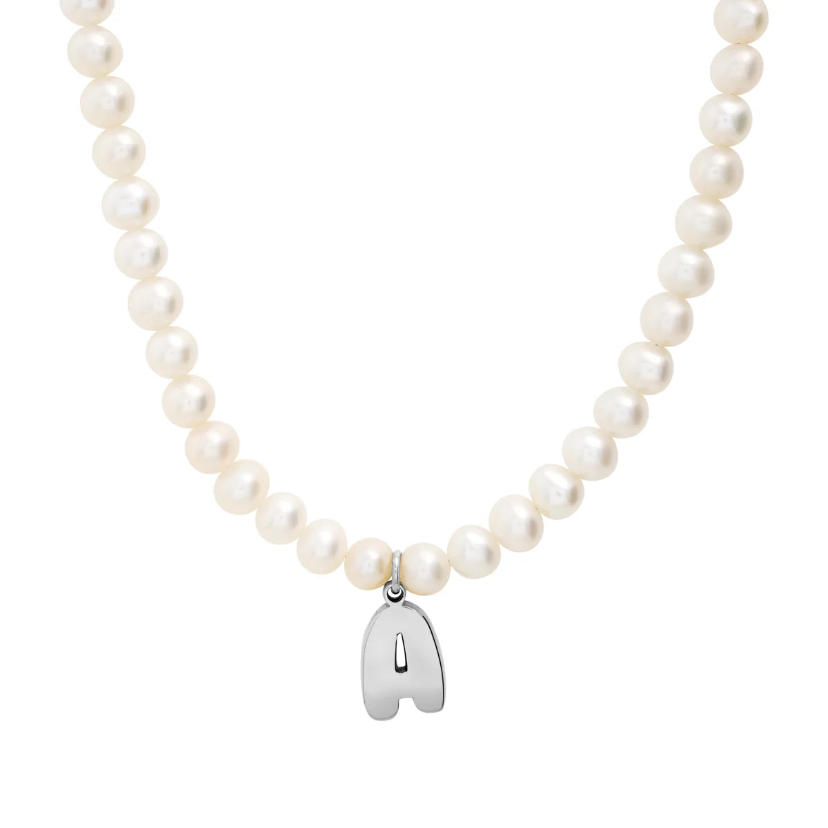 14K Gold Necklaces-Bubble Initial Pearl Necklace