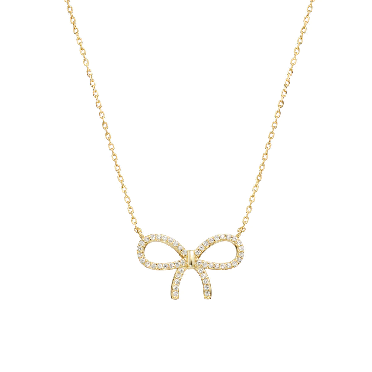 Floral Necklaces-Pavé Bow Necklace