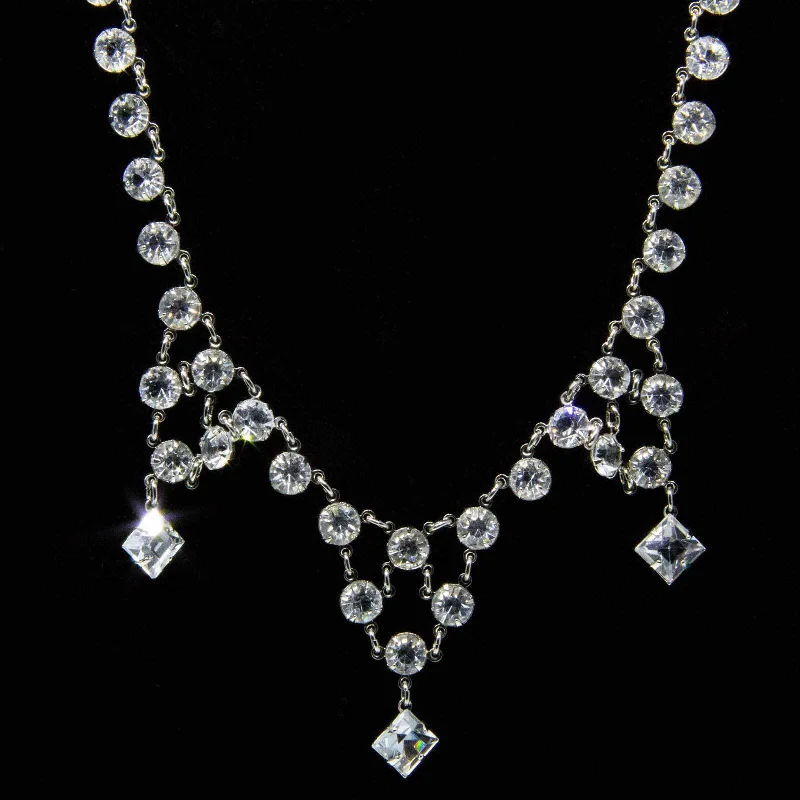 Christmas Necklaces-1928 Jewelry Vintage Austrian Crystal Drop Necklace 14"