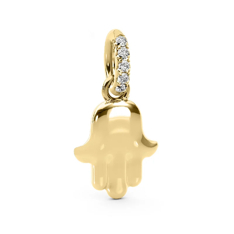 Fashion Jewelry Necklaces-Diamond 14K Bubble Hamsa Pendant