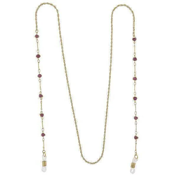 Layered Necklaces-1928 Jewelry Purple Faux Cats Eye Bead Eyeglass Holder Chain Necklace 32"