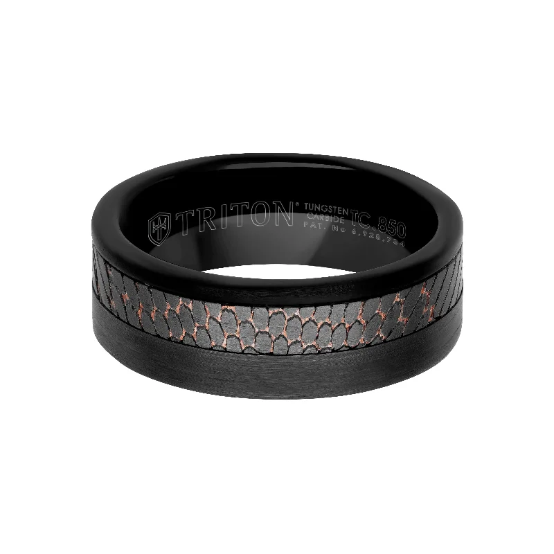 Fashion Diamond Rings for Women-8MM Tungsten Carbide Ring - Superconductor Asymmetrical Inlay and Edge to Edge