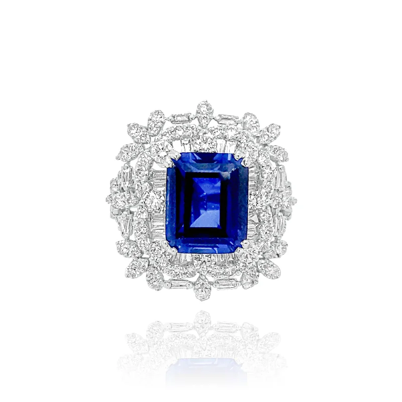 Luxury Promise Rings-DIAMONDS & SAPPHIRE "ATHENS" RING.