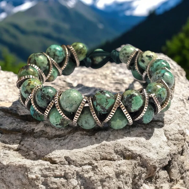 Custom Stacked Tennis Bracelets for Women-The Kayden Helix African Turquoise Bracelet