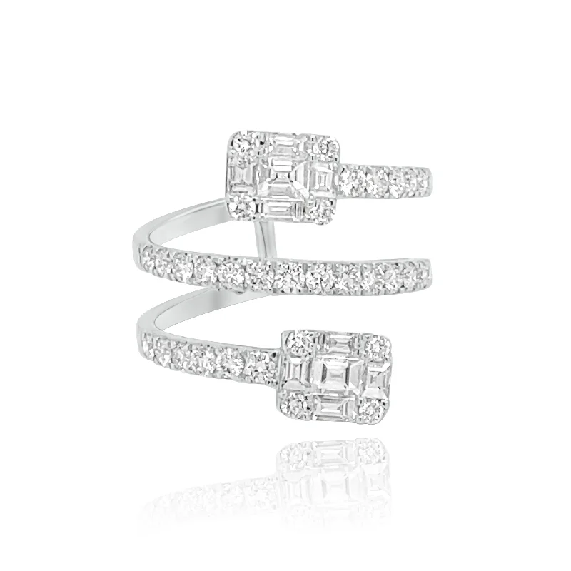 Designer Engagement Bands-THREE ROW DIAMONDS "LAETITIA" RING.