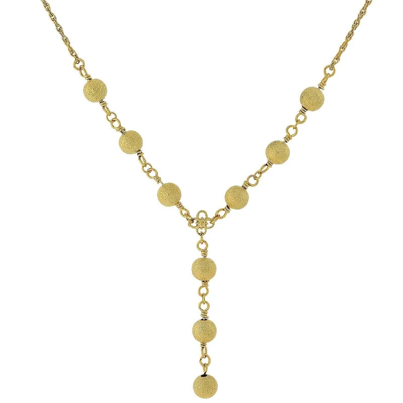 Personalized Gold-Plated Necklaces-2028 Jewelry Gold Sanded Bead Y-Necklace 16" + 3" Extender