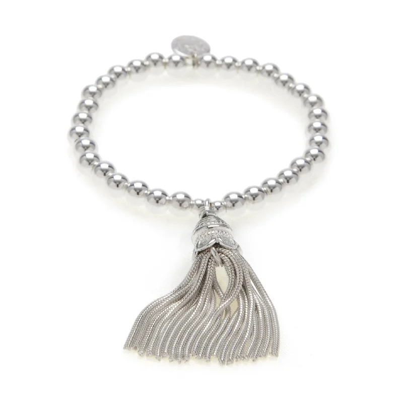 Customizable Women’s Leather Bracelets-Tassel Medium Ball Bracelet