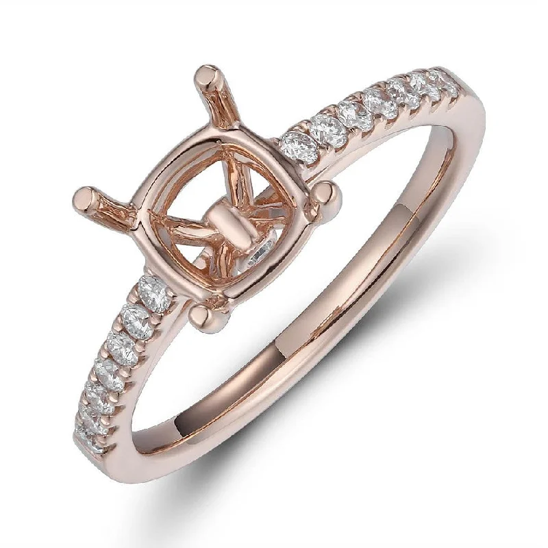 Classic Engagement Rings-Four prong Rose gold Ring mount with Brilliant cut Diamonds