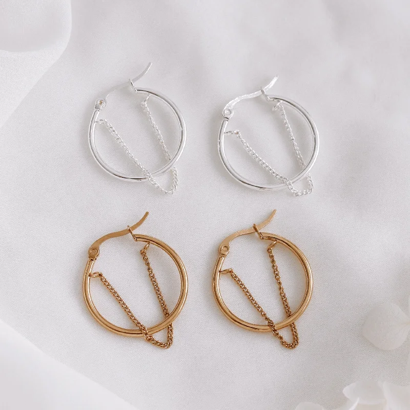 Luxury Gold Earrings-Mercedes - Gold Infused or Silver Stainless Steel Hoops