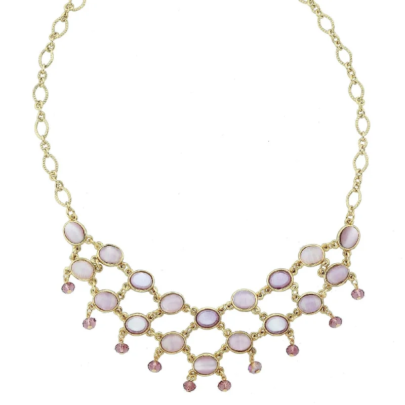 Gothic Necklaces-1928 Jewelry Amethyst Quartz Glass Stone Drop Beads Bib Necklace 16" + 3" Extender