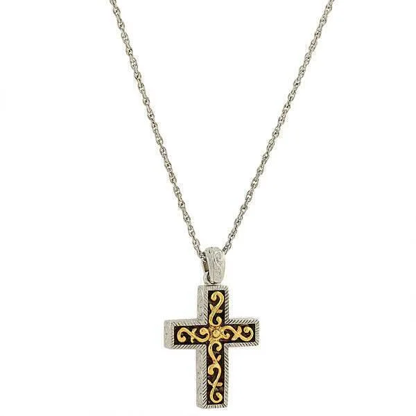 Handcrafted Necklaces-Symbols Of Faith Cross Pendant Necklace 24"