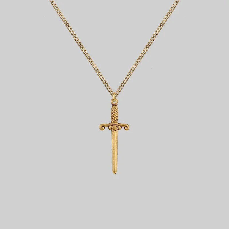 Luxury Diamond Necklaces-TRUST. Dagger Necklace - Gold