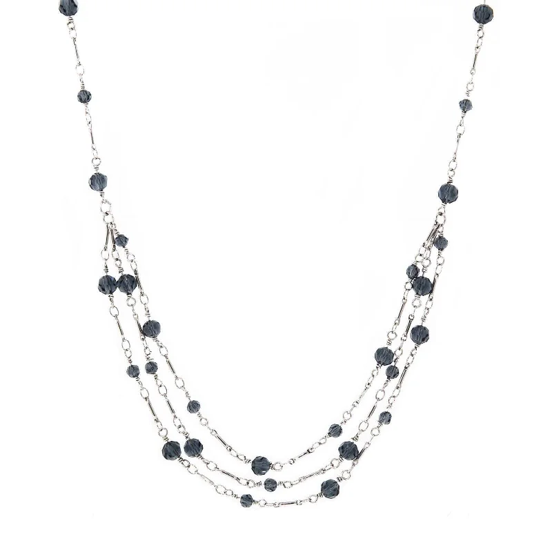 Custom Birthstone Necklaces-1928 Jewelry Blue Bead 3 Strand Necklace 16" + 3" Extender