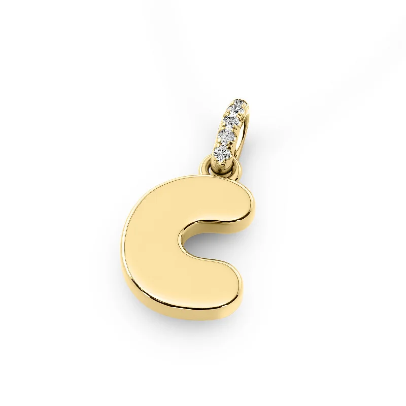 Wedding Bridal Necklaces-Diamond 14K Bubble Initial Pendant