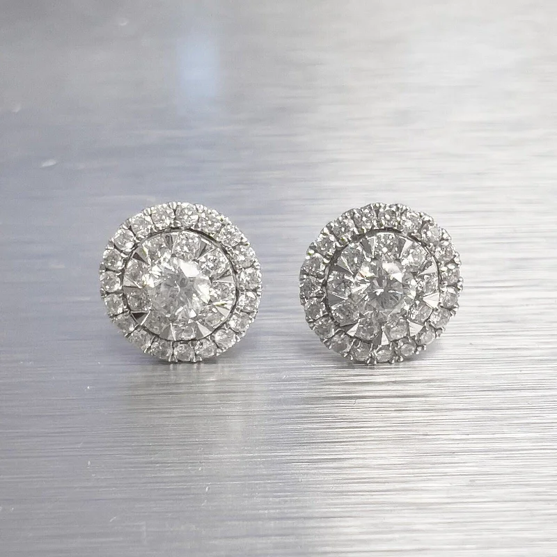 Glamorous Earrings-Effy 14k White Gold Diamond Circlet Stud Earrings 0.80ctw G VS2