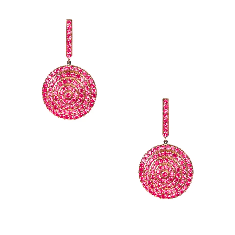 Luxury Gemstone Earrings-Soleil Rose Gold Earrings with Ruby